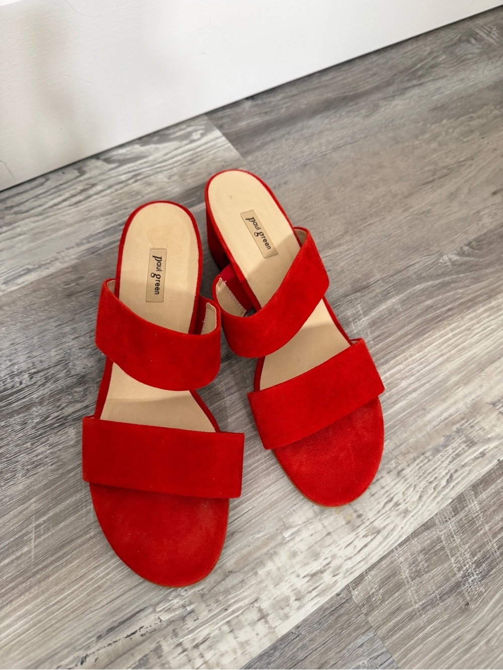 PAUL GREEN Meg Slide Sandal In Red Suede